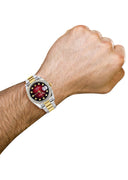 New Style | Diamond Gold Rolex Watch For Men | 36Mm | Red Black Dial | Oyster Band