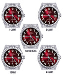 Diamond Mens Rolex Datejust Watch 16200 | 36Mm | Red Black Arabic Diamond Dial | Jubilee Band