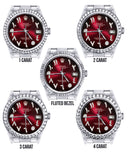 Diamond Mens Rolex Datejust Watch 16200 | 36Mm | Red Black Arabic Diamond Dial | Oyster Band