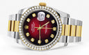 New Style | Diamond Gold Rolex Watch For Men | 36Mm | Red Black Dial | Oyster Band