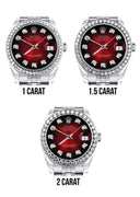 Diamond Rolex Watch | Diamond Bezel | 31MM | Red Black Diamond Dial | Jubilee Band