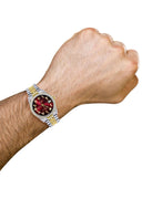 Gold & Steel Rolex Datejust Watch 16233 for Men  | 36Mm | Red Black Arabic Diamond Dial | Jubilee Band