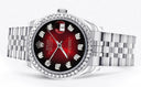 Diamond Rolex Watch | Diamond Bezel | 31MM | Red Black Diamond Dial | Jubilee Band