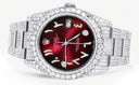 Iced Out Rolex Datejust 36 MM | Stainless Steel | 16.5 Carats of Diamonds | Red Black Arabic Diamond Dial | Oyster Band | Model 116200