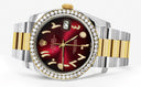 New Style | Gold & Steel Rolex Datejust Watch | 36Mm | Red Black Arabic Diamond Dial | Oyster Band