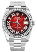 New Style | Rolex Datejust Watch | 36Mm | Red Black Roman Dial | Oyster Band