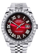 Rolex Datejust II Watch | 41 MM | Custom Red Black Roman Diamond Dial | Jubilee Band