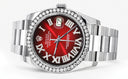 New Style | Rolex Datejust Watch | 36Mm | Red Black Roman Dial | Oyster Band