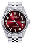 Mens Rolex Datejust Watch 16200  | 36Mm | Red Black Arabic Dial | Jubilee Band