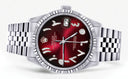 Mens Rolex Datejust Watch 16200  | 36Mm | Red Black Arabic Dial | Jubilee Band
