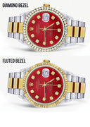 Gold & Steel Rolex Datejust Watch 16233 for Men | 36Mm | Diamond Red Mother Of Pearl Dial | Oyster Band