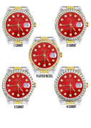 Gold & Steel Rolex Datejust Watch 16233 for Men | 36Mm | Diamond Red Mother Of Pearl Dial | Oyster Band