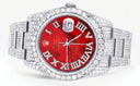Iced Out Rolex Datejust 36 MM | Stainless Steel | 16.5 Carats of Diamonds | Red Mother of Pearl Roman Diamond Dial | Oyster Band | Model 116200