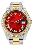 Rolex Datejust II Watch | 41 MM | 18K Yellow Gold & Stainless Steel | Custom Red Pearl Roman Dial | Oyster Band