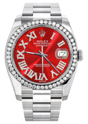 New Style | Rolex Datejust Watch | 36Mm | Red Roman Dial | Oyster Band