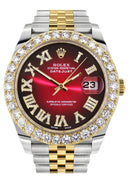 Rolex Datejust II Watch | 41 MM | 18K Yellow Gold & Stainless Steel | Custom Red Black Roman Dial | Jubilee Band