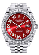 Rolex Datejust II Watch | 41 MM | Custom Red Roman Diamond Dial | Jubilee Band