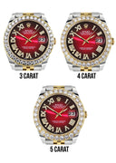 Rolex Datejust II Watch | 41 MM | 18K Yellow Gold & Stainless Steel | Custom Red Black Roman Dial | Jubilee Band