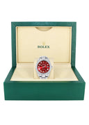 Diamond Iced Out Rolex Datejust 41 | 25 Carats Of Diamonds | Custom Red Roman Numeral Diamond Dial | Two Row | Oyster Band
