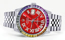 Diamond Gold Rolex Watch For Men 16200 | 36Mm | Rainbow Sapphire Bezel | Red Roman Numeral Dial | Jubilee Band