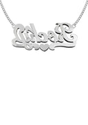 14K Ladies White Gold with Diamond Name Plate Necklace | Appx. 9.7 Grams