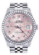 Diamond Mens Rolex Datejust Watch 16200 | 36MM | Pink Flower Diamond Dial | Jubilee Band