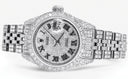Womens Diamond Stainless Steel Rolex Watch | 26Mm | Diamond Roman Numeral Dial | Jubilee Band
