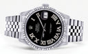 Womens Rolex Datejust Watch 16200  | 36Mm | Black Roman Numeral Dial | Fluted Bezel | Jubilee Band