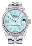Diamond Rolex Watch | Diamond Bezel | 31MM | Light Blue Roman Diamond Dial | Jubilee Band
