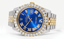 Diamond Iced Out Rolex Datejust 41 | 25 Carats Of Diamonds | Custom Blue Roman Numeral Diamond Dial | Two Tone | Jubilee Band