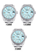 Diamond Rolex Watch | Diamond Bezel | 31MM | Light Blue Roman Diamond Dial | Jubilee Band