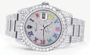 Iced Out Rolex Datejust 36 MM | Stainless Steel | 10 Carats of Diamonds | Full Diamond Color Roman Diamond Dial | Oyster Band