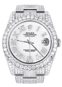 Iced Out Rolex Datejust 36 MM | Stainless Steel | 16.5 Carats of Diamonds | White Roman Diamond Dial | Oyster Band | Model 116200