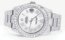 Iced Out Rolex Datejust 36 MM | Stainless Steel | 16.5 Carats of Diamonds | White Roman Diamond Dial | Oyster Band | Model 116200