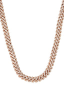 Rose Gold Iced Out Diamond Prong Cuban Link Chain