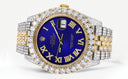 Diamond Iced Out Rolex Datejust 41 | 25 Carats Of Diamonds | Custom Royal Blue Roman Numeral Diamond Dial | Two Tone | Jubilee Band