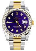 New Style | Diamond Gold Rolex Watch For Men | 36Mm | Royal Blue Dial | Oyster Band