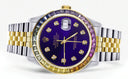 Diamond Gold Rolex Watch For Men 16233 | 36Mm | Rainbow Sapphire Bezel | Royal Blue Dial | Jubilee Band