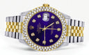 Diamond Gold Rolex Watch For Women 16233 | 36Mm | Royal Blue Dial | Two Row 4.25 Carat Bezel | Jubilee Band