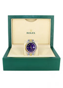 Diamond Gold Rolex Watch For Men 16233 | 36Mm | Rainbow Sapphire Bezel | Royal Blue Dial | Jubilee Band