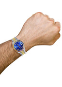Diamond Gold Rolex Watch For Men 16233 | 36Mm | Rainbow Sapphire Bezel | Diamond Blue Arabic Numeral Dial | Jubilee Band