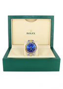 Diamond Gold Rolex Watch For Men 16233 | 36Mm | Rainbow Sapphire Bezel | Diamond Blue Arabic Numeral Dial | Jubilee Band