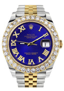 Rolex Datejust II Watch | 41 MM | 18K Yellow Gold & Stainless Steel | Custom Royal Blue Roman Dial | Jubilee Band