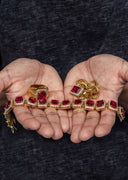 Gold Plated Ruby Chain & Bracelet & Ring
