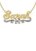 14K Ladies Two Tone Name Plate Necklace | Appx. 9.7 Grams