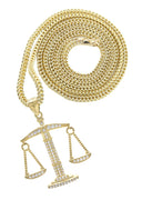 10K Yellow Gold Chain & Cz Scale Of Justice Pendant | Appx. 15 Grams