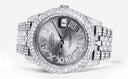 Womens Diamond Iced Out Rolex Datejust 41 | 25 Carats Of Diamonds | Custom Silver Roman Numeral Diamond Dial | Two Row | Jubilee Band