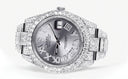 Womens Diamond Iced Out Rolex Datejust 41 | 25 Carats Of Diamonds | Custom Silver Roman Numeral Diamond Dial | Two Row | Oyster Band