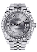 Rolex Datejust II Watch | 41 MM | Custom Silver Roman Diamond Dial | Jubilee Band