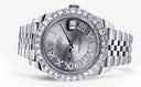 Rolex Datejust II Watch | 41 MM | Custom Silver Roman Diamond Dial | Jubilee Band
